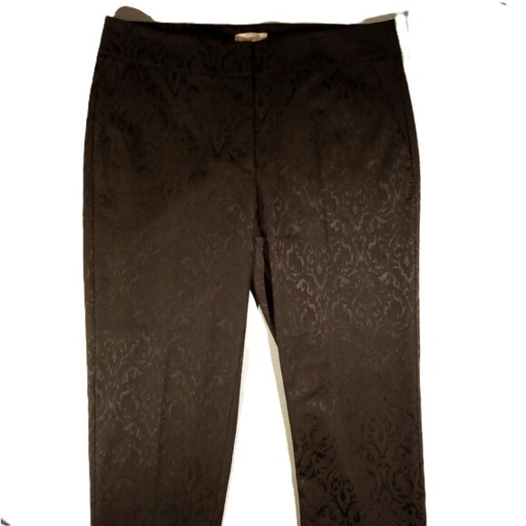 LOFT Pants  sz 10  Black  Textured  Paisley  Tapered Leg  Slim Ankle  Pockets - Picture 11 of 11